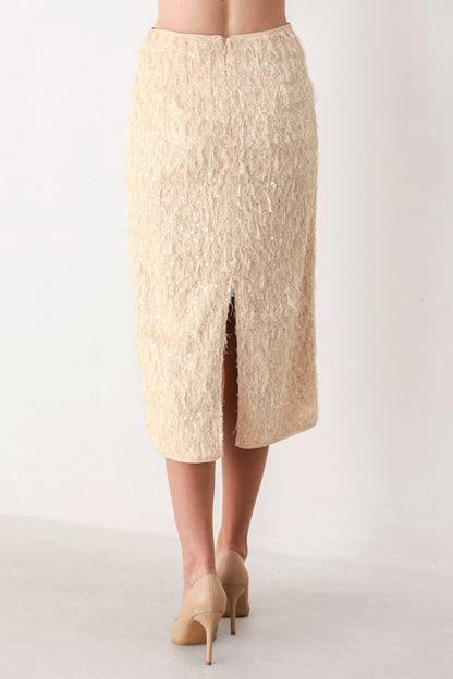 CHAMPAGNE WHISPER SEQUIN PENCIL SKIRT