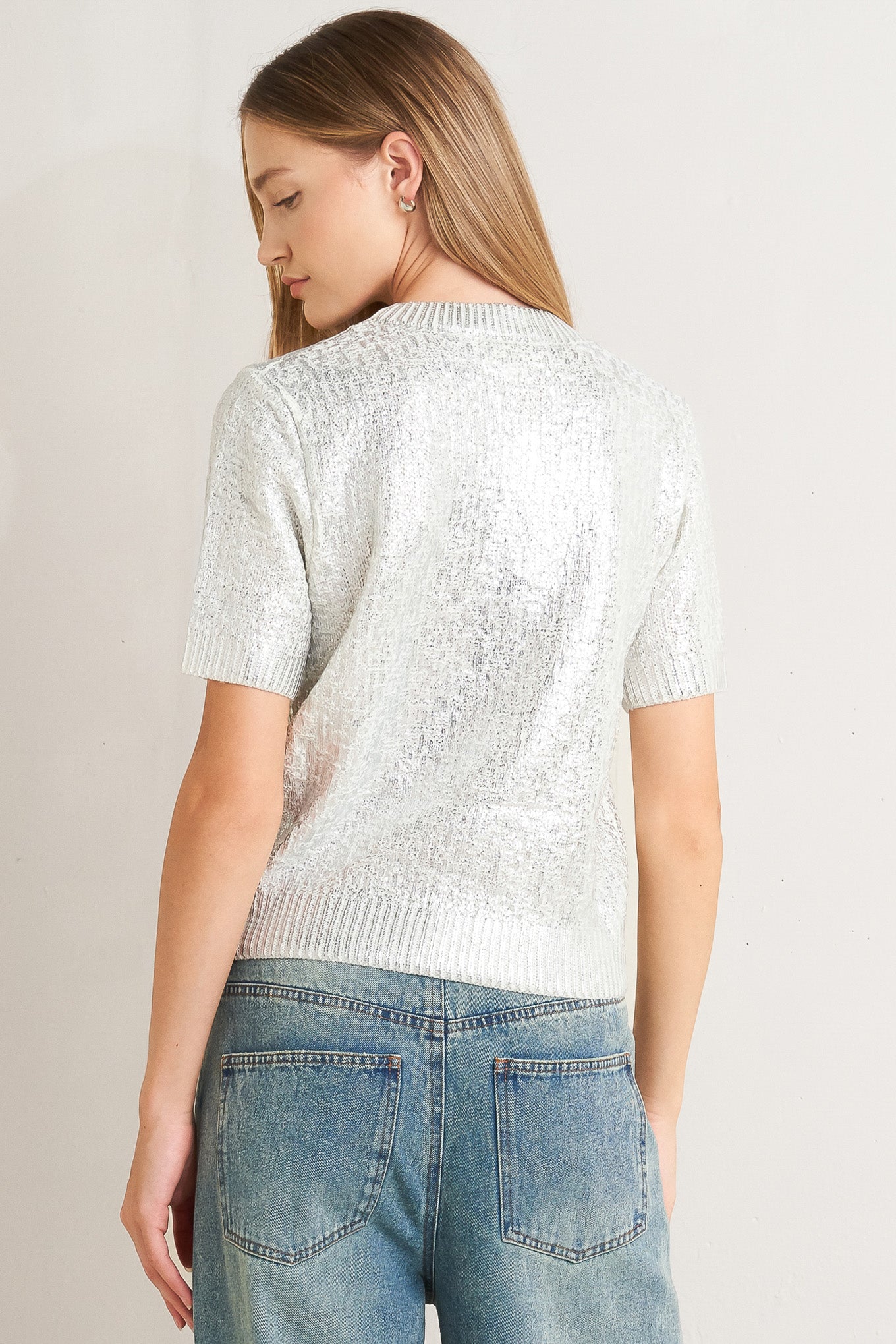 SILVER LUSTER KNIT TOP