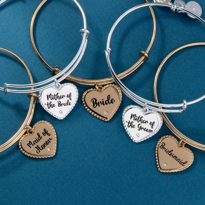 Mother of the Groom Heart Bangle - Side View