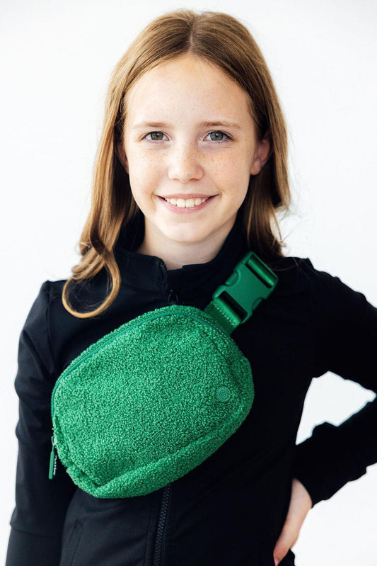 Green Fleece Belt Bag - Front View