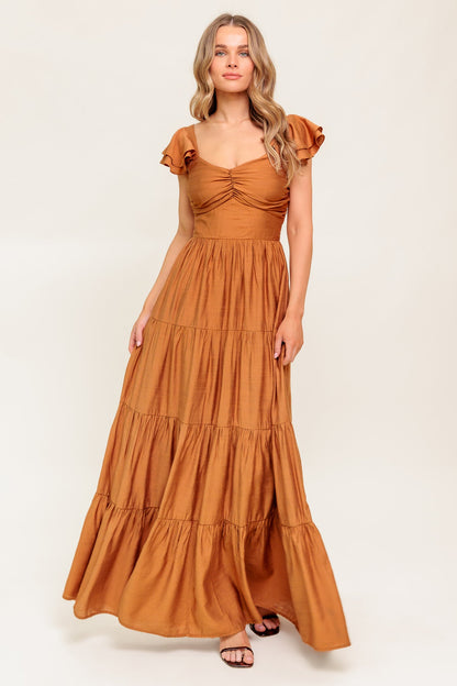 RUST WOVEN MAXI DRESS