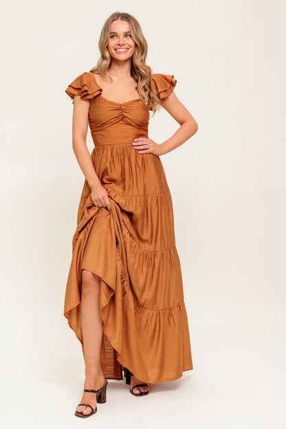 RUST WOVEN MAXI DRESS