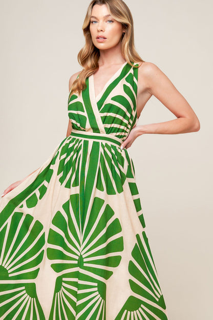 SWEPT ME OFF MY FEET GREEN WOVEN MIDI DRESS - Detail View 4