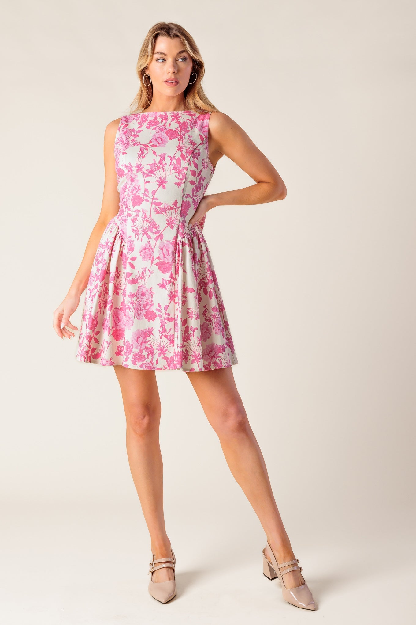ADVENTURE ISLAND PINK WOVEN MINI DRESS - Detail View 6