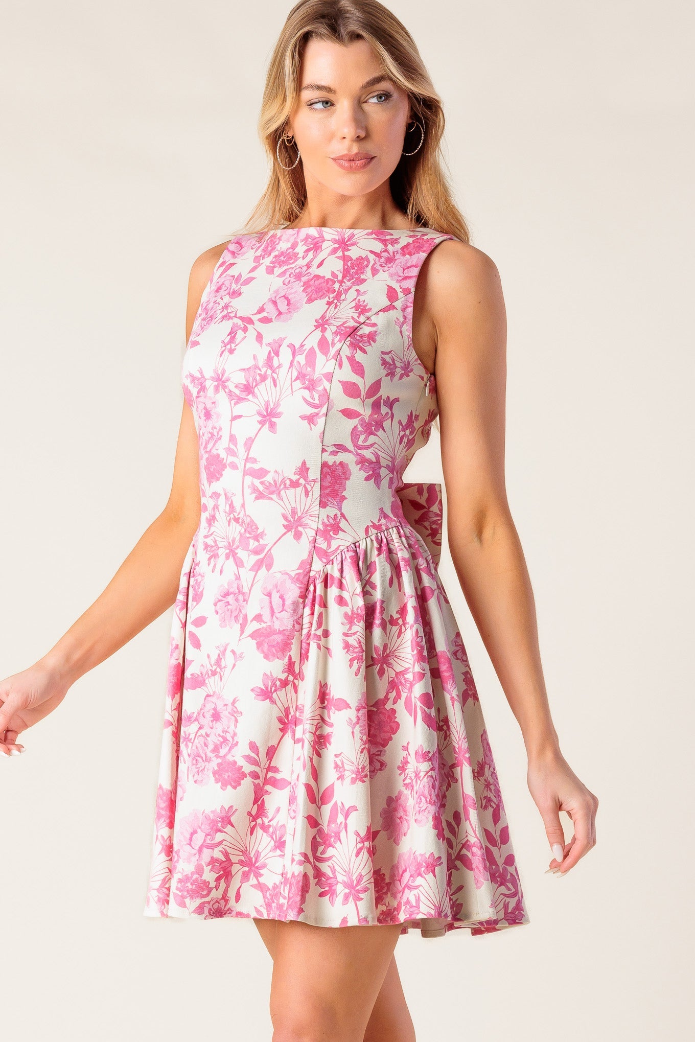 ADVENTURE ISLAND PINK WOVEN MINI DRESS - Detail View 5