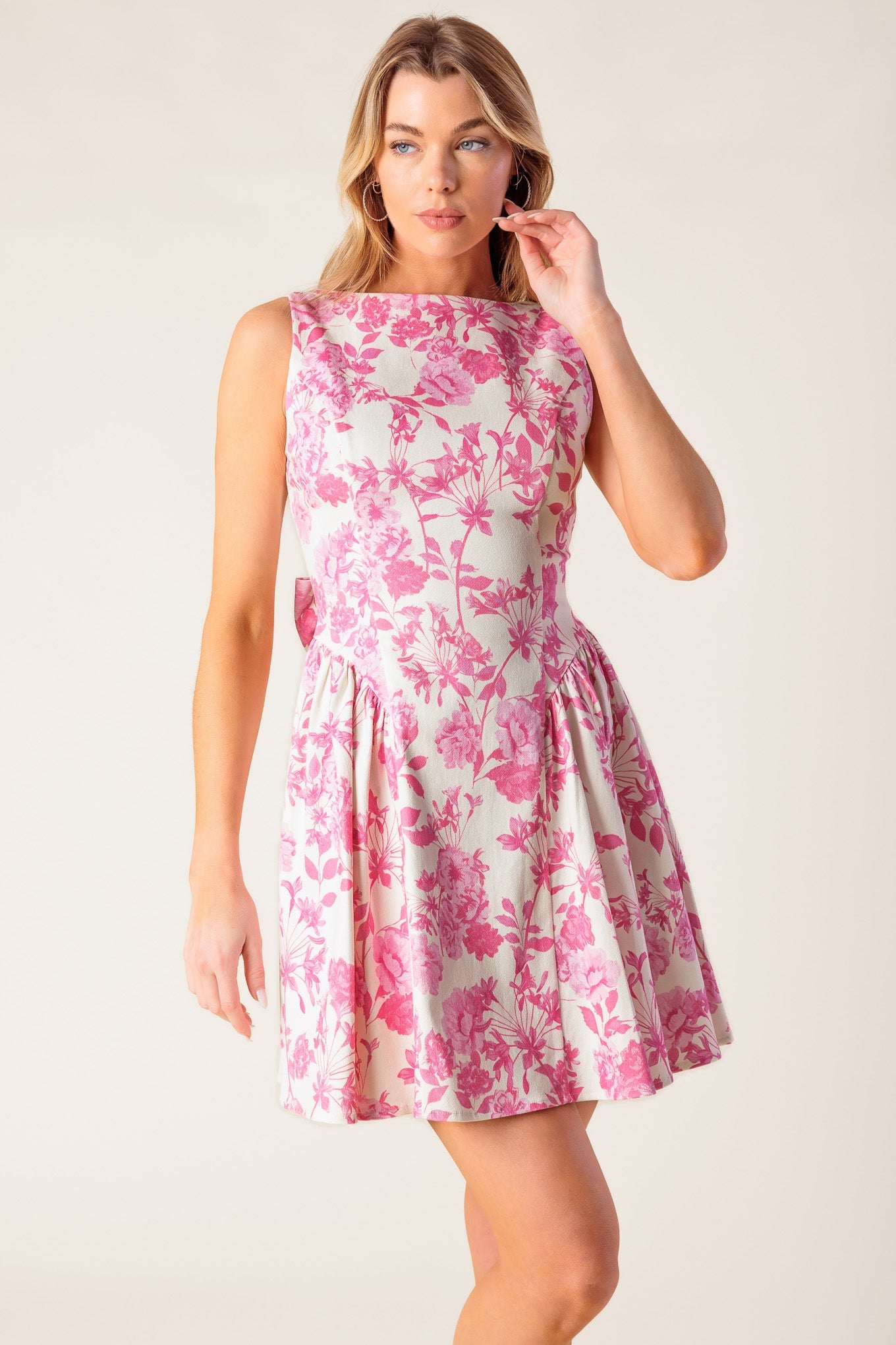 ADVENTURE ISLAND PINK WOVEN MINI DRESS - Detail View 9
