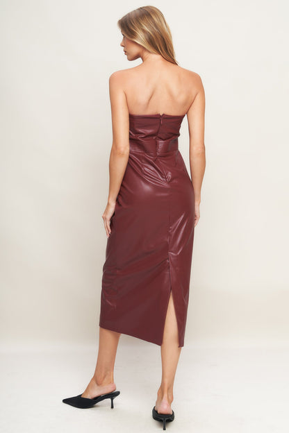 RUNWAY FAUX LEATHER MIDI DRESS