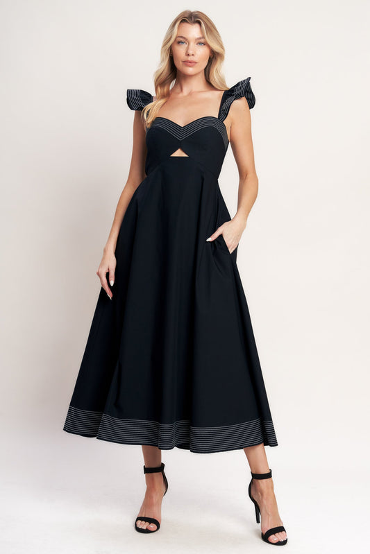BEAUTIFULLY UNEXPECTED WOVEN MIDI DRESS - Front View
