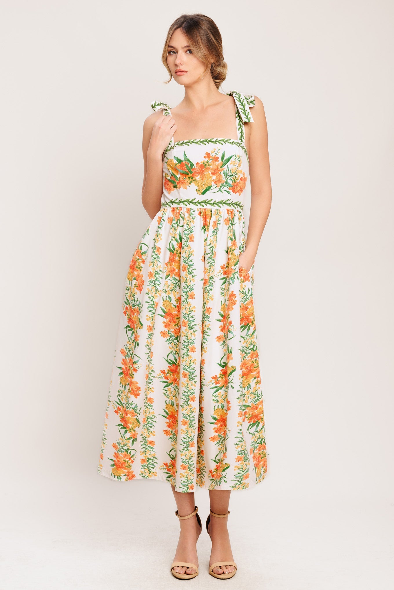 MARIGOLD BREEZE WOVEN MIDI DRESS - Side View
