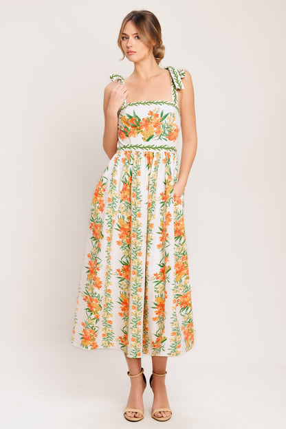 MARIGOLD BREEZE WOVEN MIDI DRESS - Side View