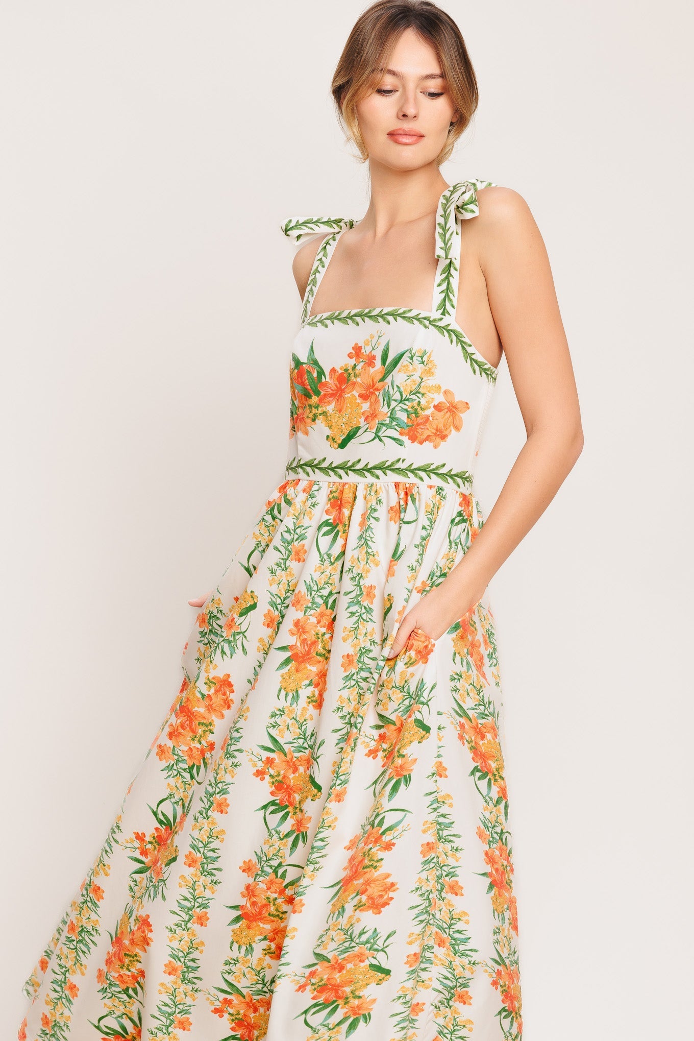 MARIGOLD BREEZE WOVEN MIDI DRESS - Detail View 4