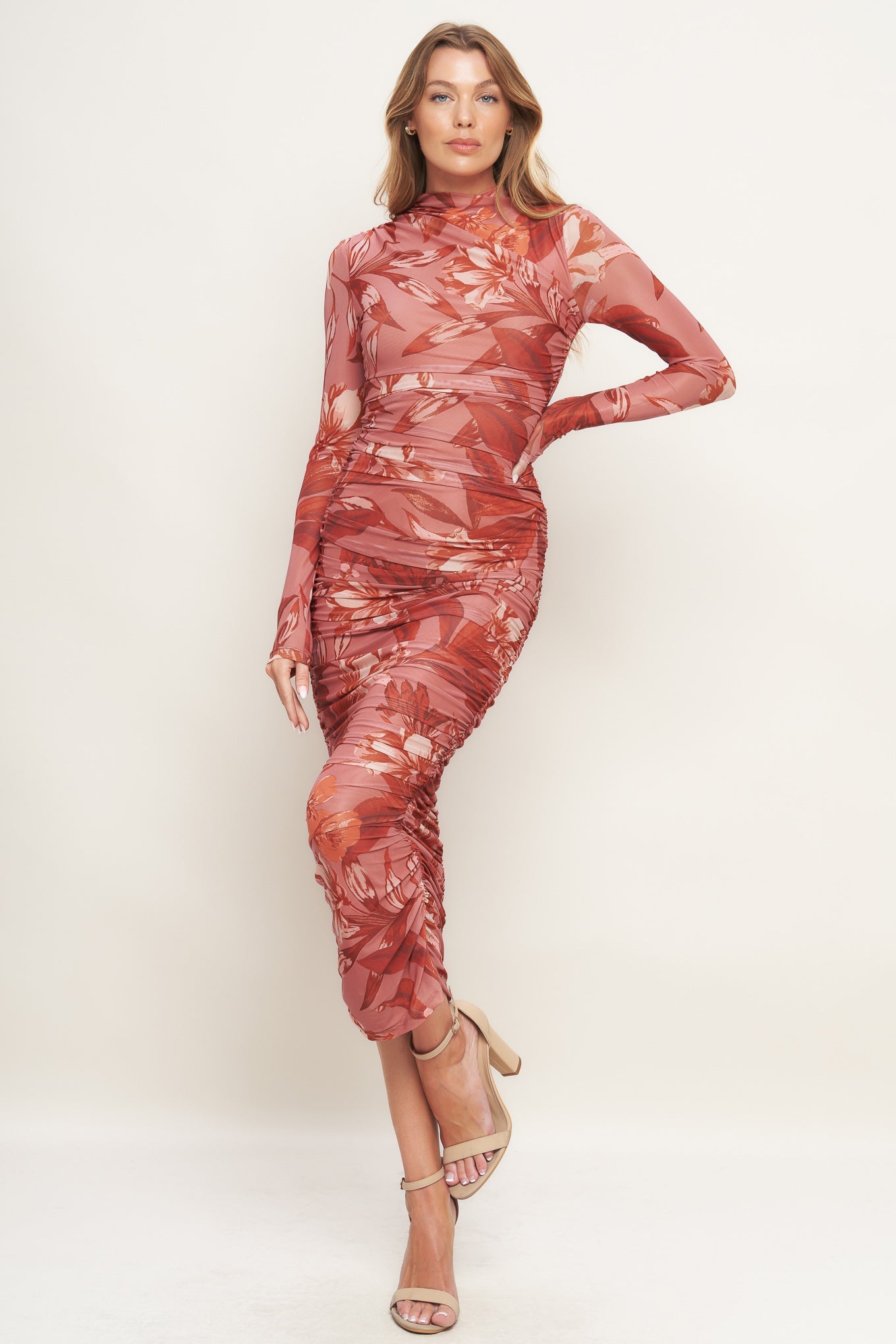 POWER MESH MIDI DRESS