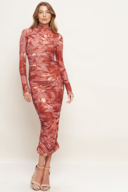 POWER MESH MIDI DRESS