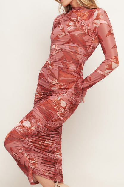 POWER MESH MIDI DRESS