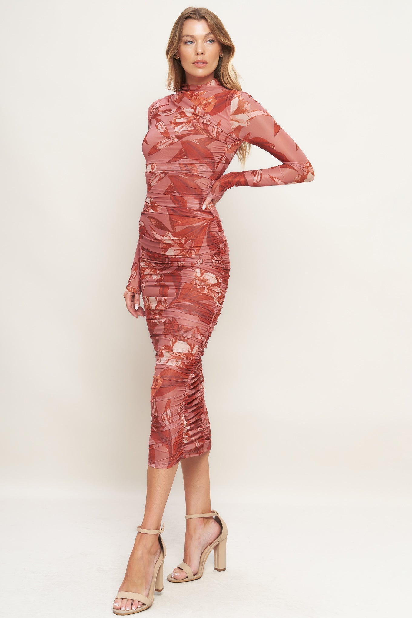 POWER MESH MIDI DRESS