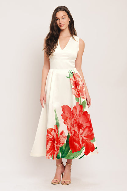 ROMANCE EDIT WOVEN MIDI DRESS - Front View