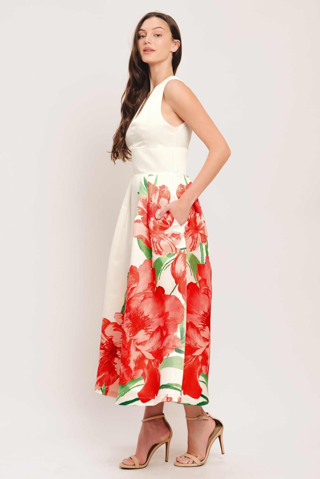 ROMANCE EDIT WOVEN MIDI DRESS - Side View