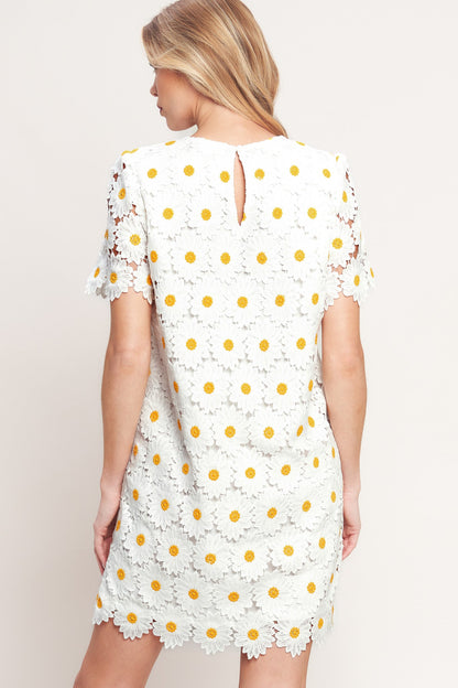 DAISIES AND DAYDREAMS WOVEN LACE MINI DRESS - Detail View 4