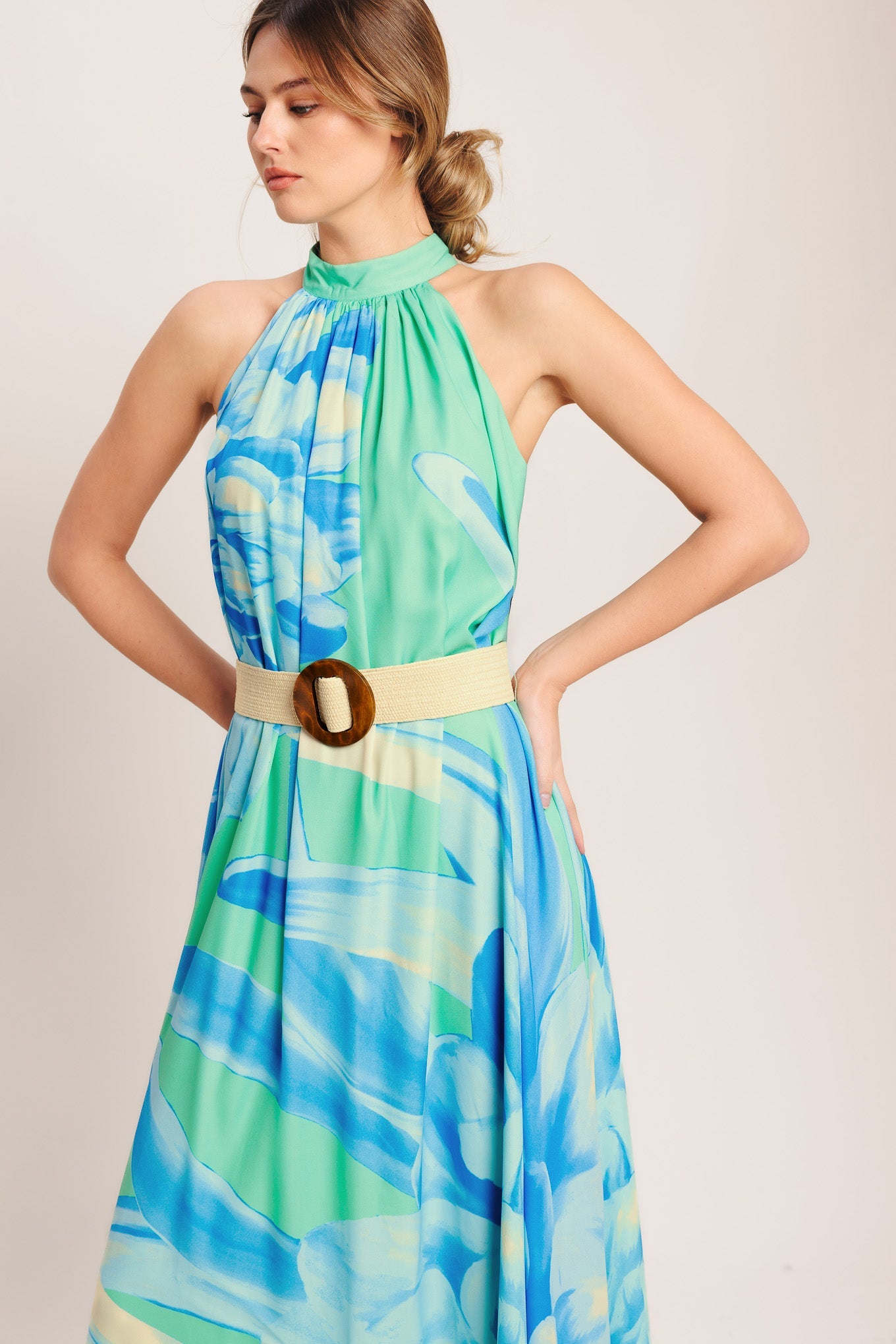 BLUE HORIZON WOVEN MAXI DRESS