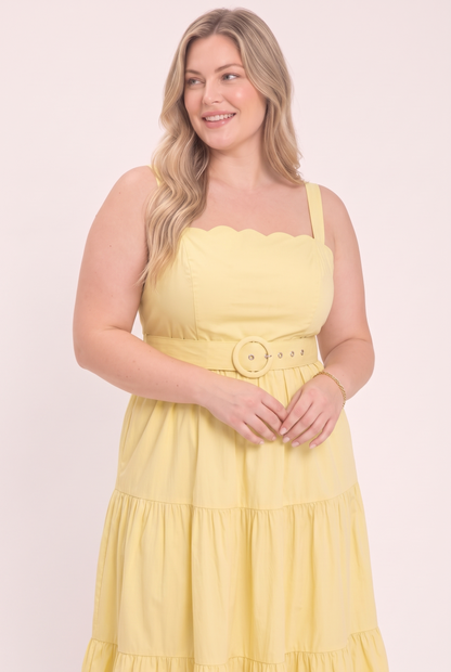 SUNSHINE SERENADE WOVEN MIDI DRESS