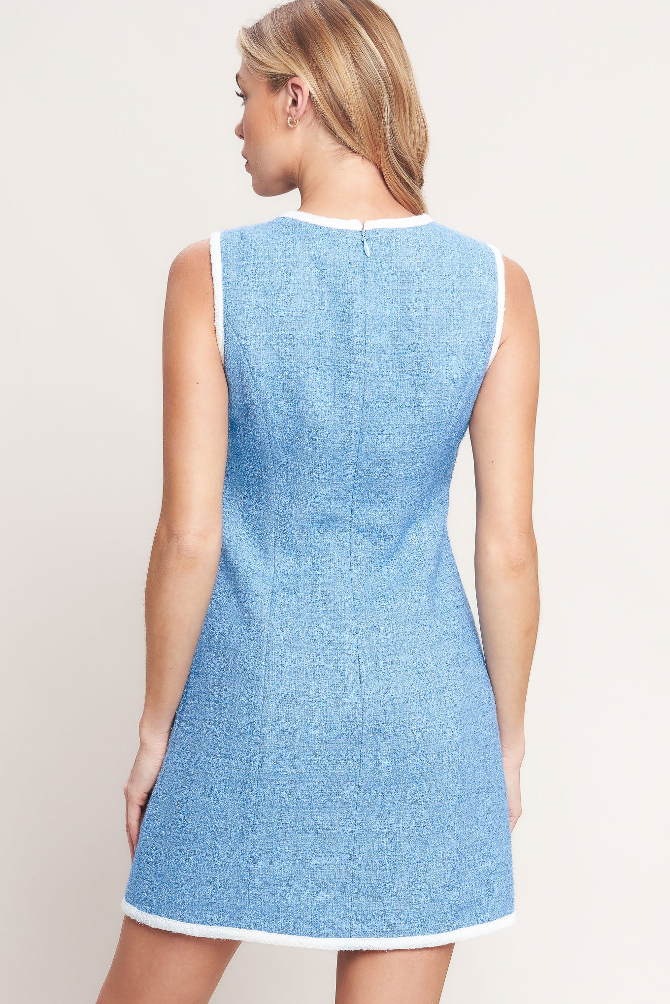 BLUE SKIES AND DAYDREAMS WOVEN MINI DRESS - Back View