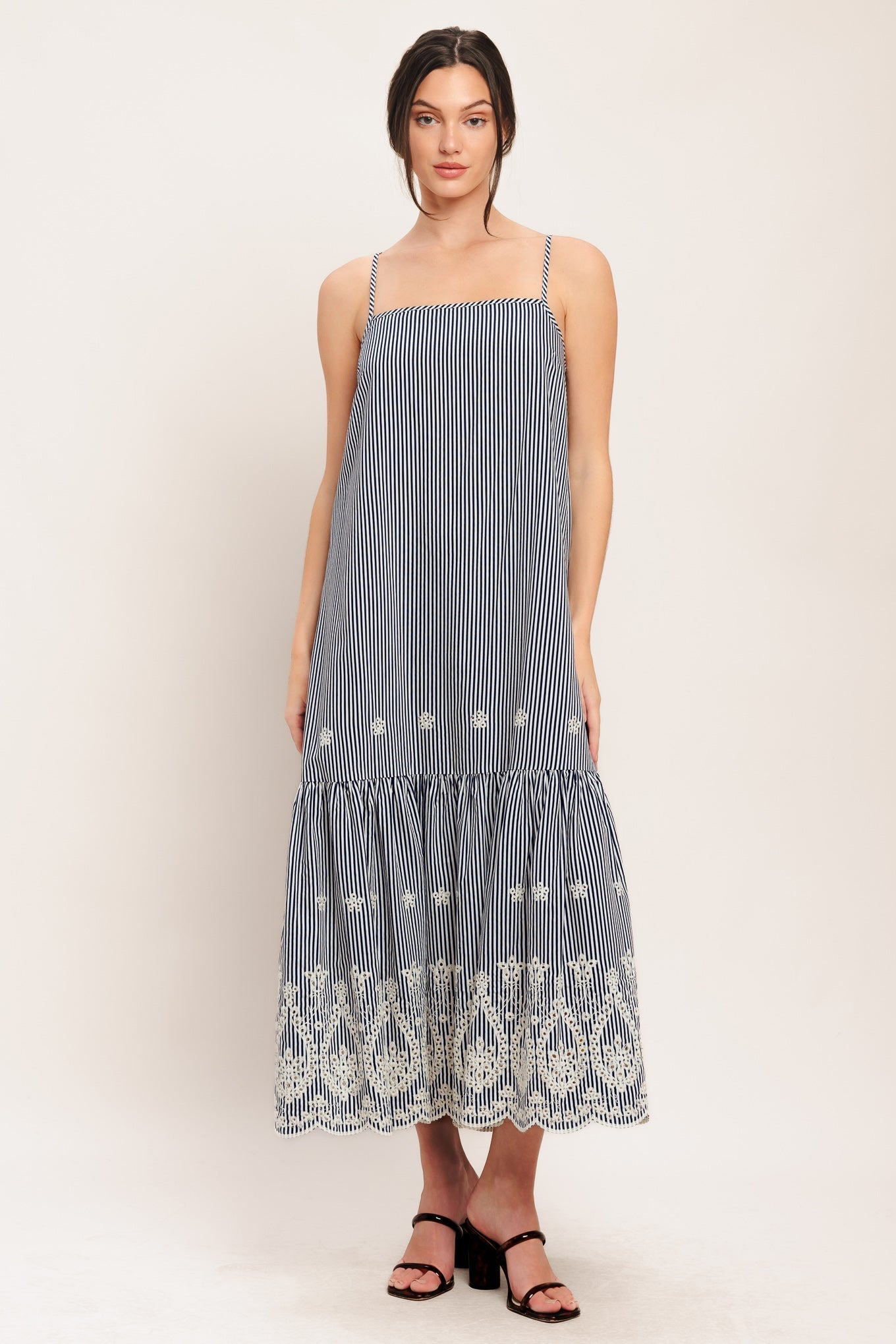 STRIPE COVE WOVEN MIDI DRESS - Side View