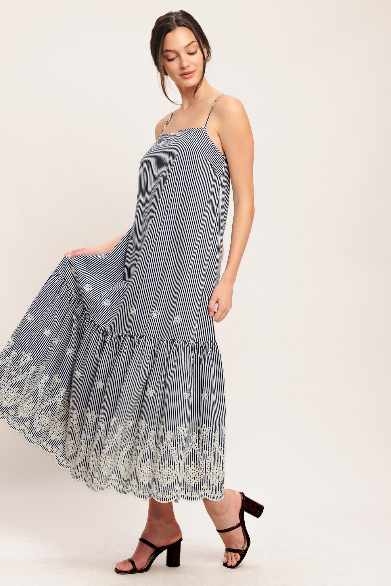 STRIPE COVE WOVEN MIDI DRESS - Detail View 5