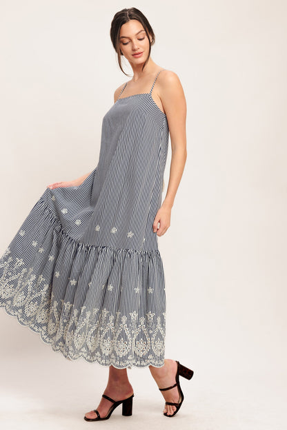 STRIPE COVE WOVEN MIDI DRESS - Detail View 5