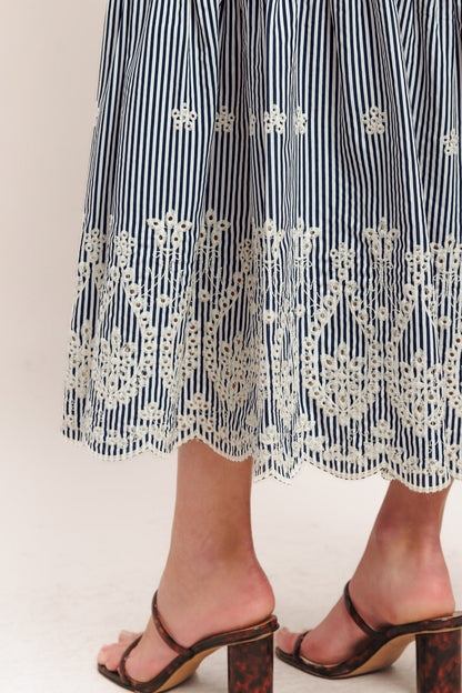 STRIPE COVE WOVEN MIDI DRESS - Detail View 7