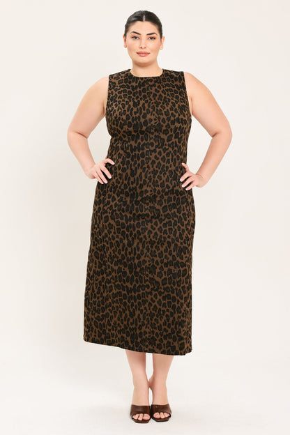 LEOPARD ICON TWILL MIDI DRESS