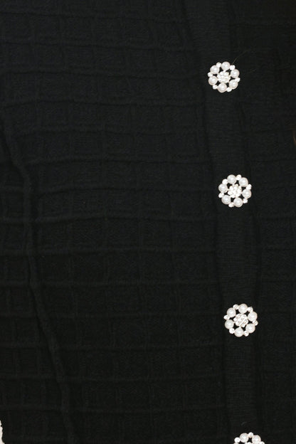 BLACK JEWEL-BUTTON CROPPED CARDIGAN