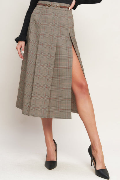 BRITISH TRACE WOVEN MIDI SKIRT - Back View