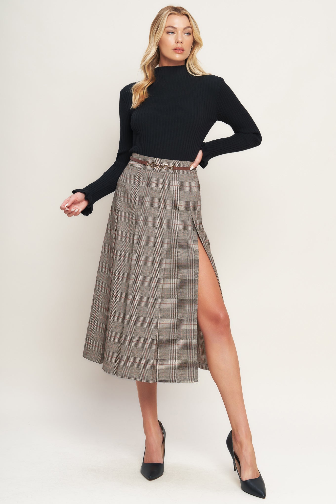 BRITISH TRACE WOVEN MIDI SKIRT - Detail View 4
