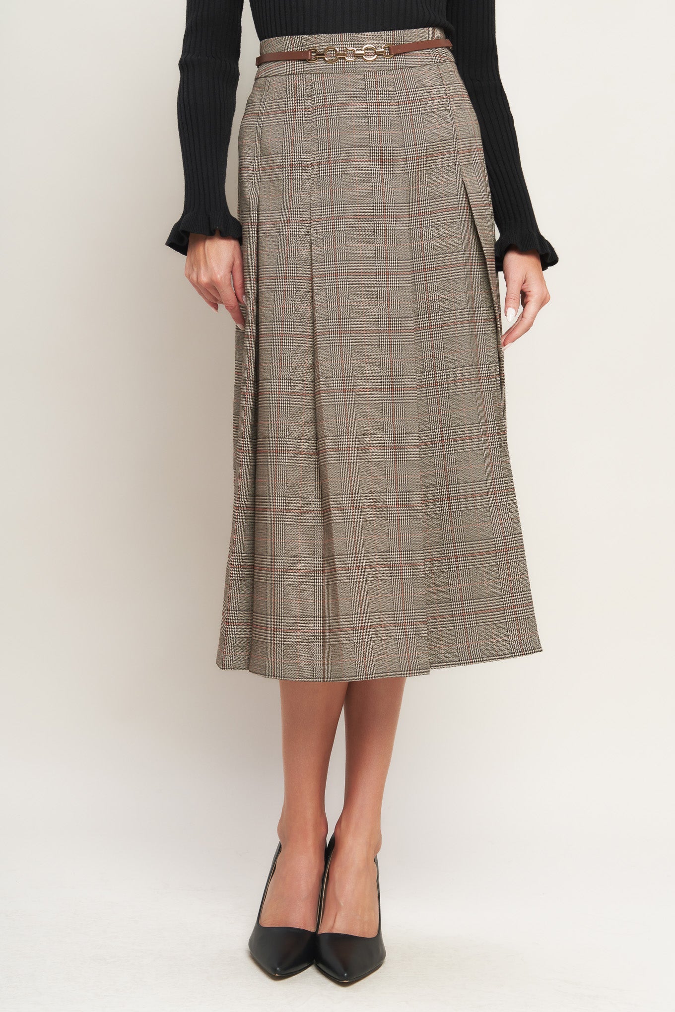 BRITISH TRACE WOVEN MIDI SKIRT - Detail View 5