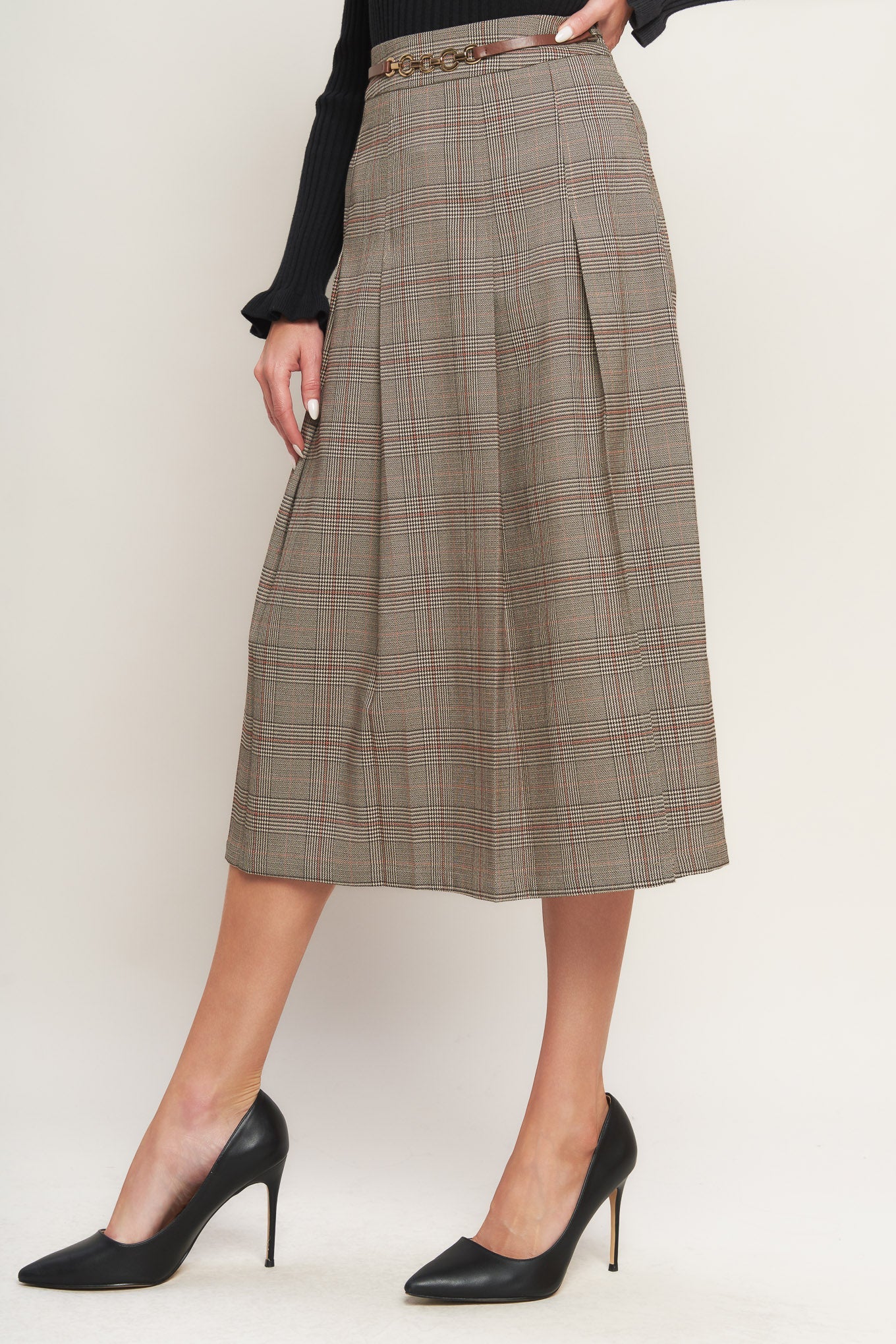 BRITISH TRACE WOVEN MIDI SKIRT - Detail View 6