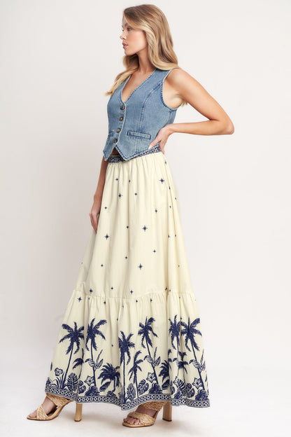 BOHO CONSTELLATION WOVEN MAXI SKIRT - Detail View 4
