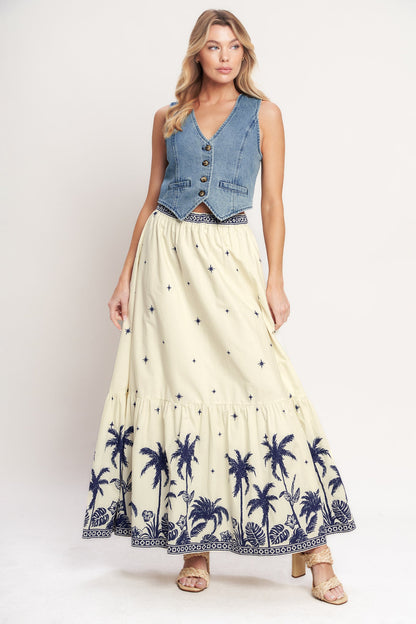 BOHO CONSTELLATION WOVEN MAXI SKIRT - Front View