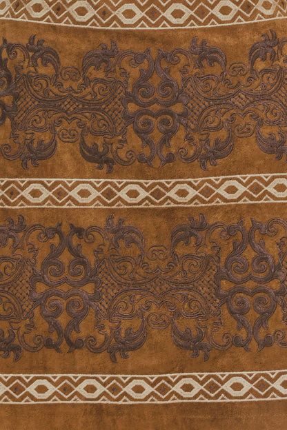 BRONZED TAPESTRY WHIM FAUX SUEDE SKIRT