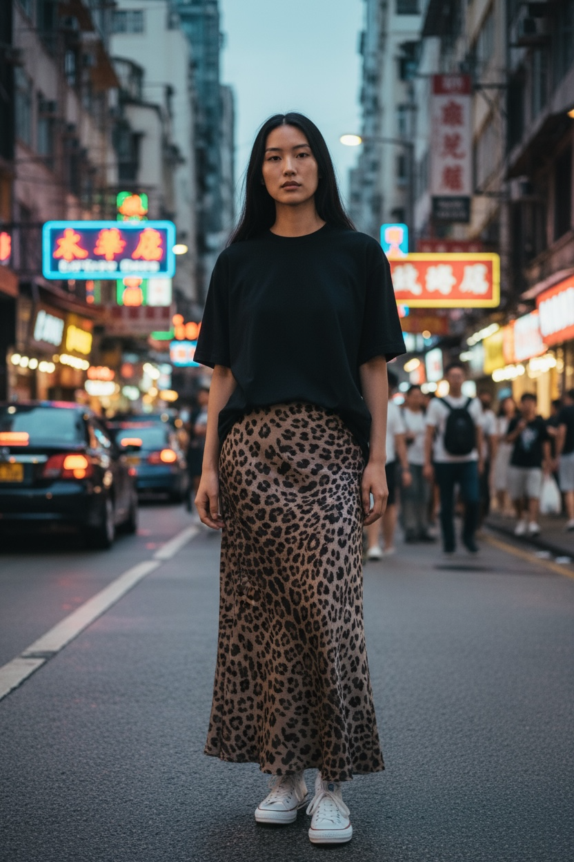 Leopard Print Midi skirt