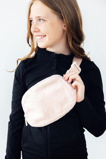 Light Pink Fleece Belt Bag - Side View