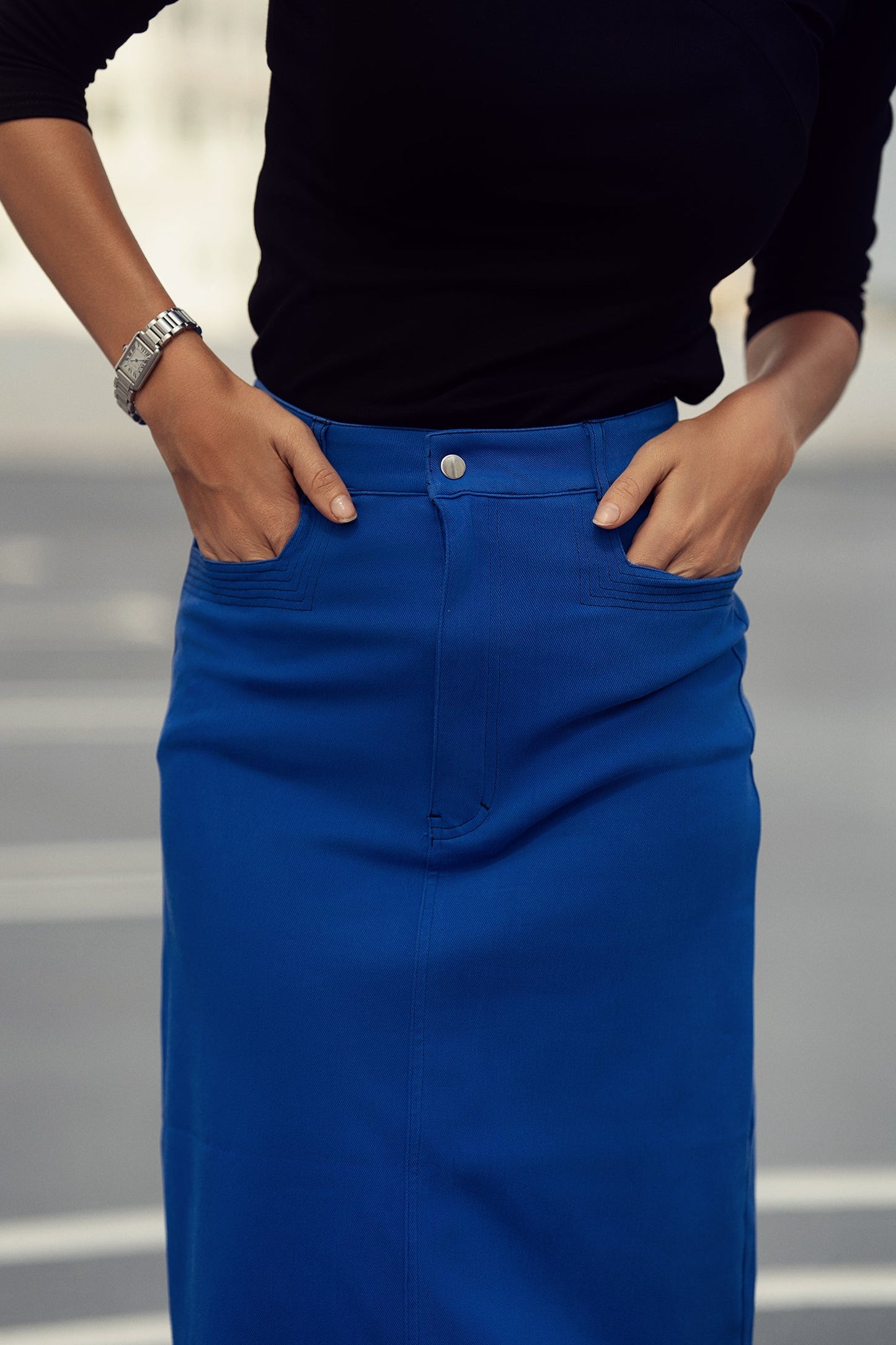 STRETCH DENIM  SKIRT - FOUR COLORS