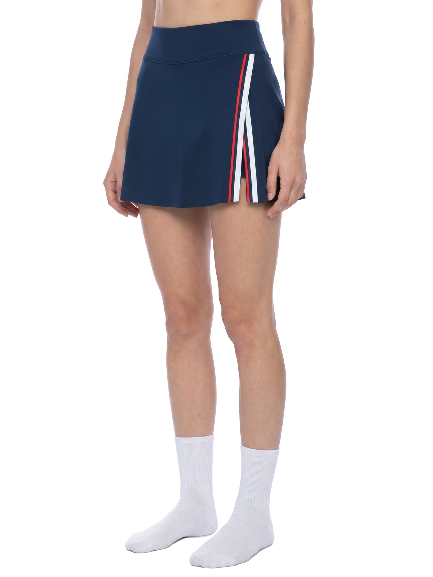 Women's A-Line Contrast Panel Slit Mini Skort
