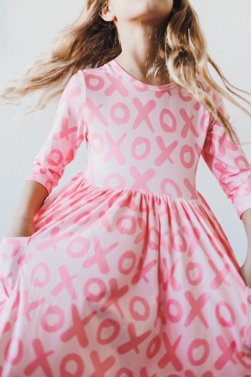 XOXO 3/4 Sleeve Pocket Twirl Dress - Back View