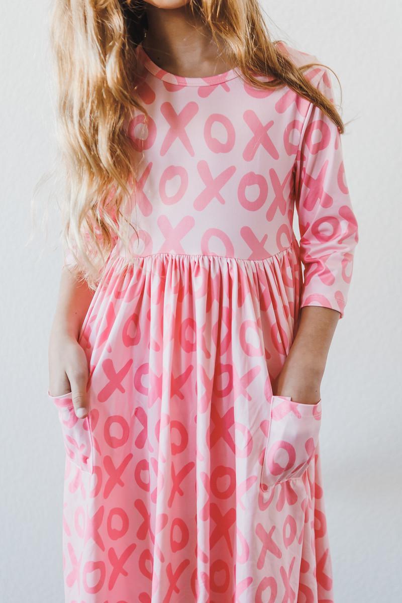 XOXO 3/4 Sleeve Pocket Twirl Dress - Side View