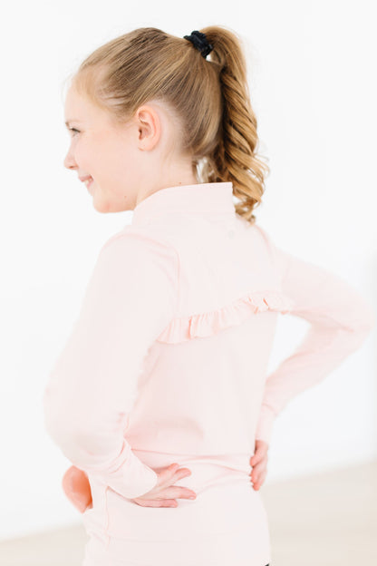 Zen Pink Full-Zip Ruffle Active Jacket - Back View