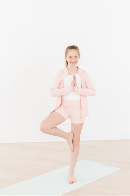 Zen Pink Full-Zip Ruffle Active Jacket - Detail View 4