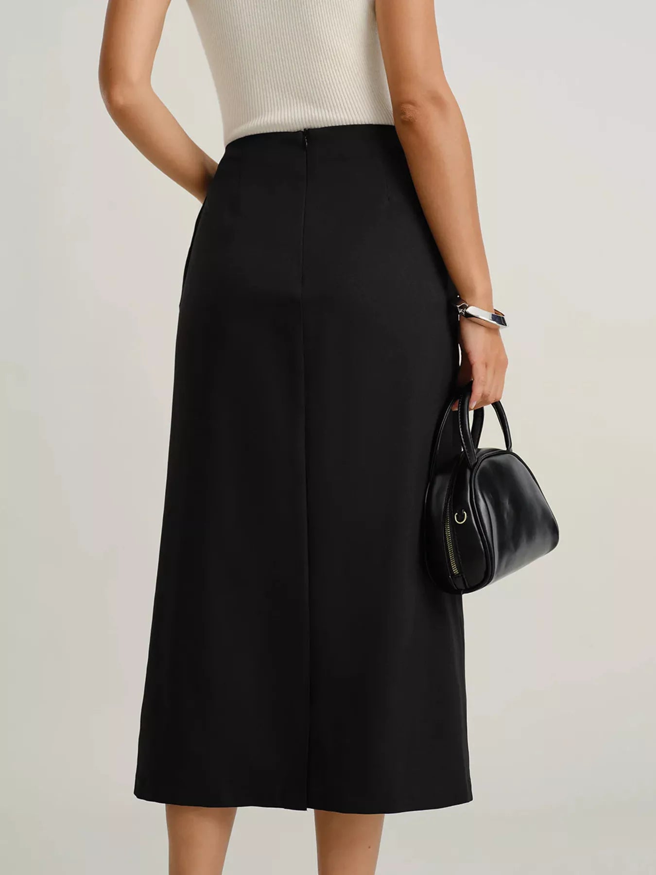 Button-Front Midi Skirt