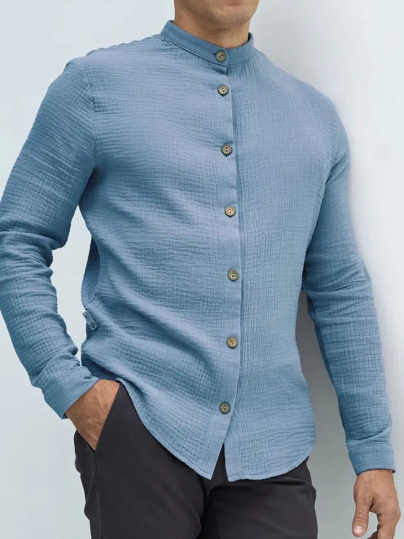 Men's Waffle Knit Button Up