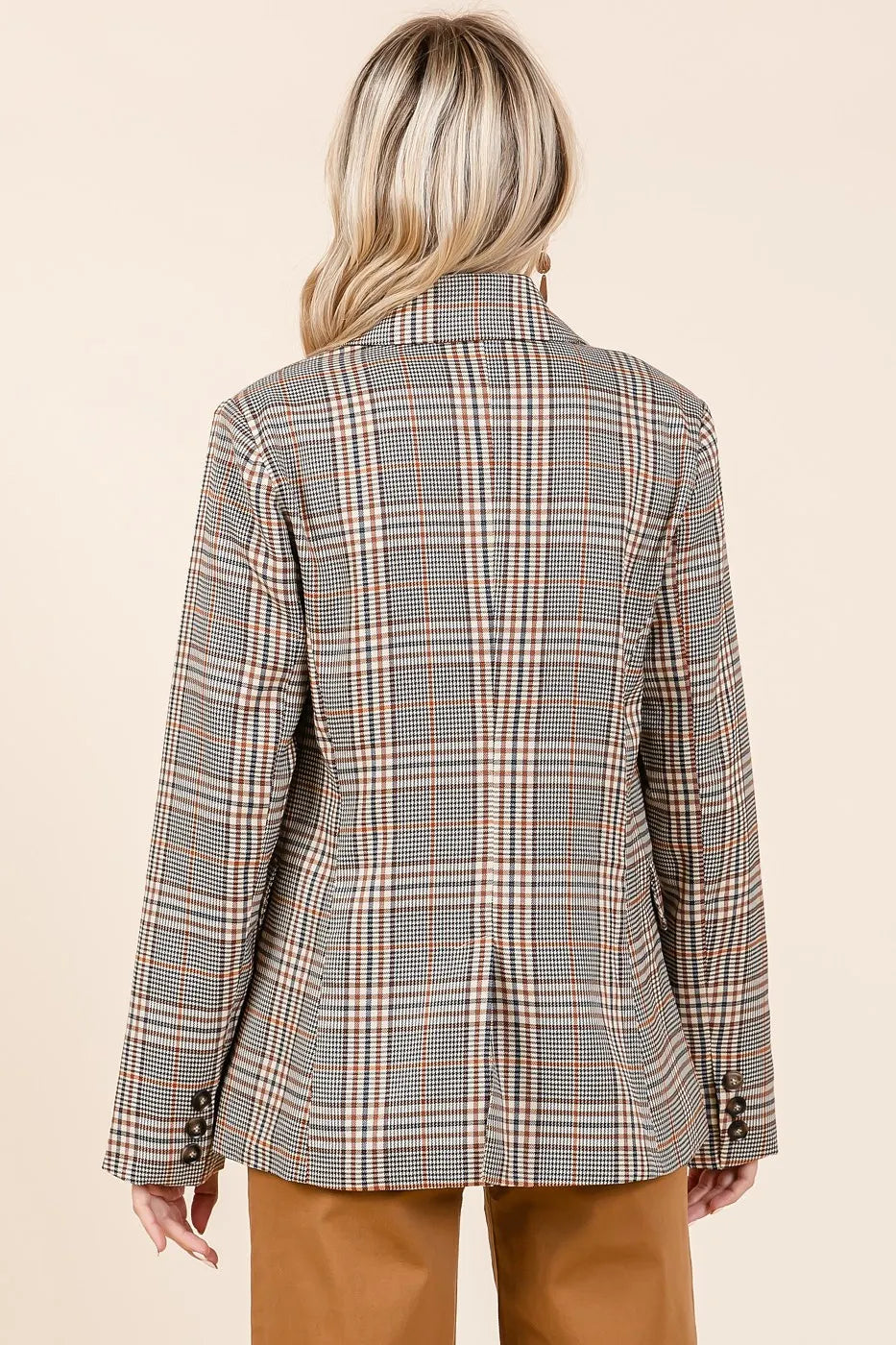 Plaid Double Breasted Relaxed Fit Blazer