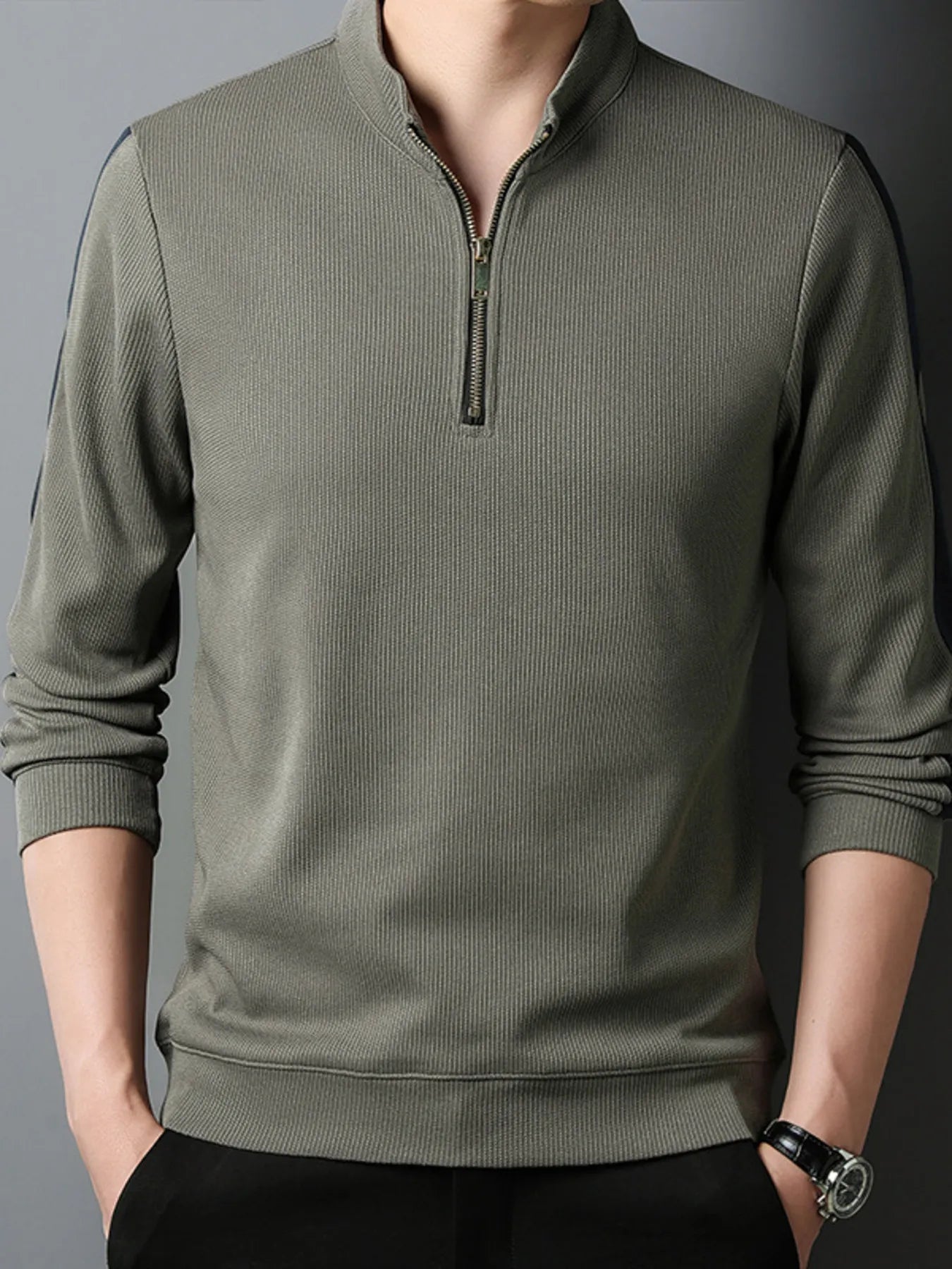 Men's Quarter Zip Long Sleeve Polo